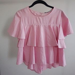 Zara Basic Pink Tiered Top